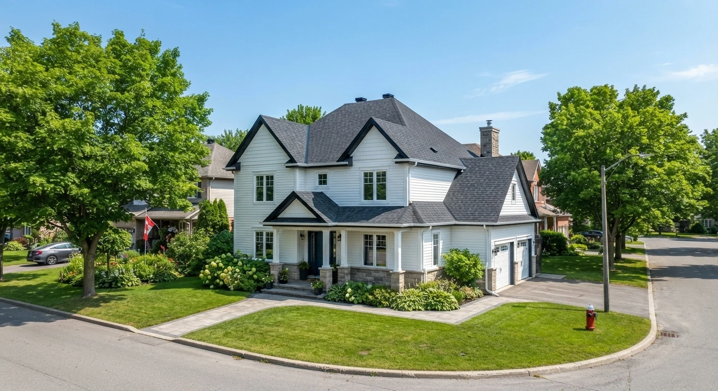 Newly installed asphalt shingle roof on a residential home in Ottawa
